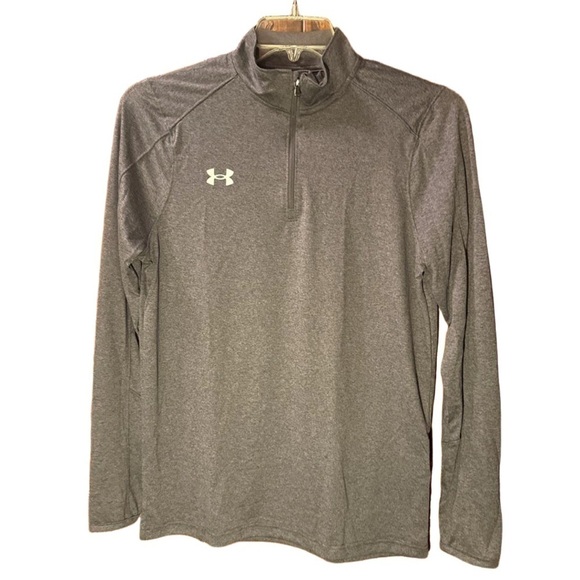 NWT Under Armour Men's Locker 1/4 Zip Carbon Heather Pullover - Picture 1 of 4